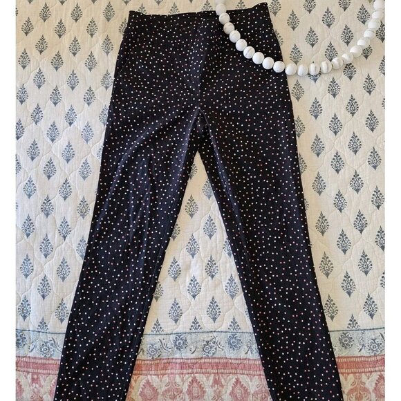 Jenna Rose Black Polka Dot High Rise Ankle Skinny Pants M Retro Stretch - Picture 3 of 11